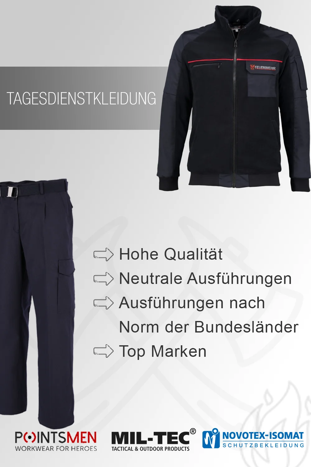 Feuerwehr Dienstkleidung, Tagesdienstkleidung aller Bundesländer mit Stick
