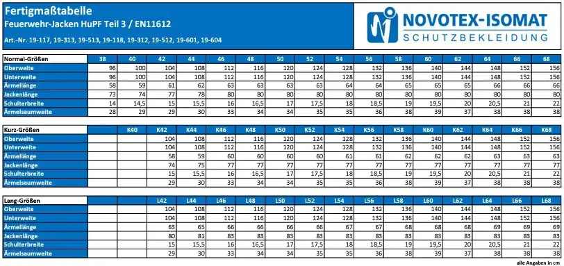 Novotex Größentabelle Hupf Teil 3