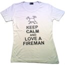Damen T-Shirt "Keep Calm and love a fireman", dunkelblau, Gr. M