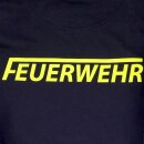 Dunkelblaues Sweatshirt, Pullover beidseitig FEUERWEHR  neongelb Gr. M