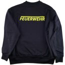 Dunkelblaues FEUERWEHR Sweatshirt, beidseitiger NEONGELBER Aufdruck Gr. XL