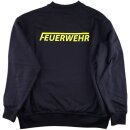 Dunkelblaues Sweatshirt, Pullover beidseitig FEUERWEHR  neongelbGr. XXL