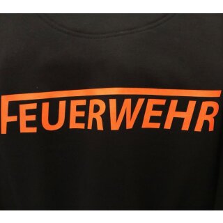 Dunkelblaues FEUERWEHR Sweatshirt, beidseitiger NEONROTER Aufdruck