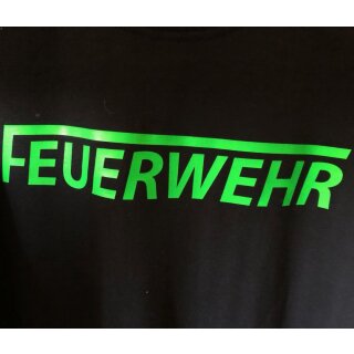 Dunkelblaues FEUERWEHR Sweatshirt, beidseitiger NEONGRÜNER Aufdruck