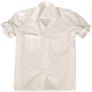 Weißes Kurzarm Diensthemd mit Tunnel & abnehmbaren Schulterklappen XL