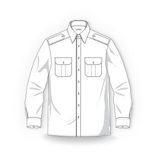 Hellblaues Premium-Uniformhemd m. Tunnel u. abnehmbaren Schulterklappen, Langarm