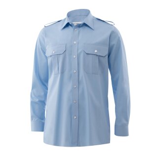 Hellblaues Premium-Uniformhemd m. Tunnel & Schulterklappen, Arm 72 cm, Gr. 49/50