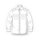 Hellblaues Premium-Uniformhemd m. Tunnel u. abnehmbaren Schulterklappen, Langarm Gr. 37/38
