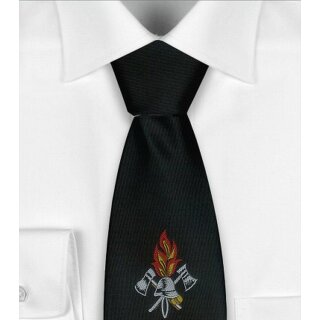 Schwarze Feuerwehrkrawatte mit gewebtem Emblem