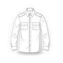 Weißes Premium-Uniformhemd m. Tunnel u. abnehmbaren Schulterklappen, Langarm, Slim Fit Gr. 35/36