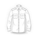 Weißes Premium-Uniformhemd m. Tunnel u. abnehmbaren Schulterklappen, Langarm Slim Fit Gr. 43/44