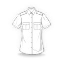 Weiße Premium-Uniformbluse mit Tunnel u. abnehmb. Schulterklappen, Kurzarm