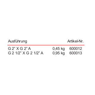 Montageverschraubung in Messing G 2 1/2” X G 2 1/2” A 0,95 kg