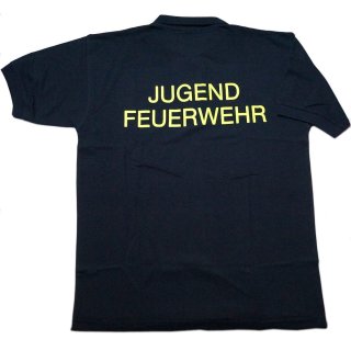 Dunkelblaues Polo-Shirt Jugendfeuerwehr, neongelb, Größe L