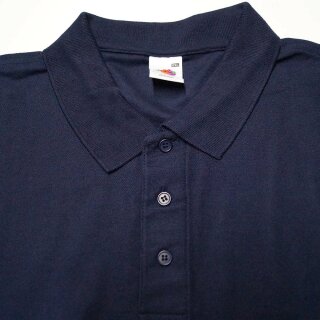 Polo-Shirt, dunkelblau, Rückenaufdruck Feuerwehr, neongelb, Größe XXL