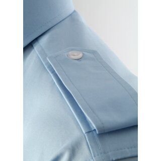 Hellblaues Premium-Uniformhemd m. Tunnel u. abnehmbaren Schulterklappen, Kurzarm, Slim Fit