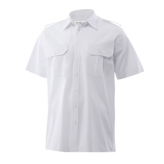 Weißes Premium-Uniformhemd m. Tunnel u. abnehmbaren Schulterklappen, Kurzarm, Slim Fit 43/44