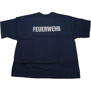 Dunkelblaues FEUERWEHR T-Shirt Rückenaufdruck silber-reflex Gr. XXL