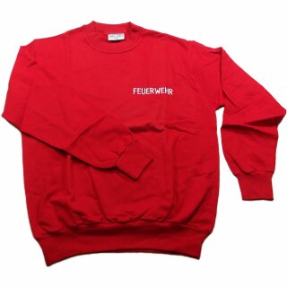 Sweatshirt, rot, weißer Brustaufstick "FEUERWEHR"