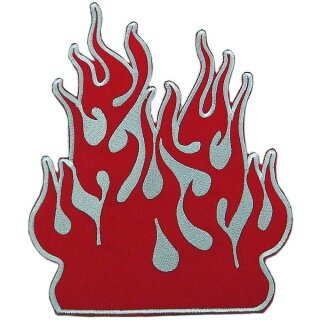 Aufnäher "Große Flamme", zweifarbig rot weiß, 17 x 25 cm