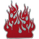 Aufnäher Große Flamme, zweifarbig rot weiß, 17 x 25 cm