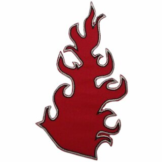 Aufnäher Flamme, dreifarbig rot weiß schwarz, 9,5 cm x 22 cm