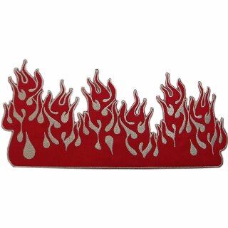 Aufnäher "Flamme", zweifarbig rot weiß, 13 x 25 cm