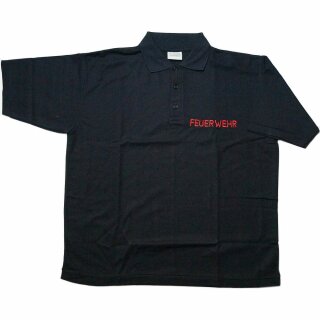 Polo-Shirt, schwarz, roter Brustaufstick "Feuerwehr", Größe M