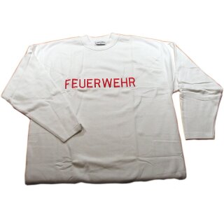 Sweatshirt, weiß, roter Frontstick "FEUERWEHR", Größe XL