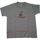 Kinder T-Shirt, graumeliert, Frontaufdruck "Ich will zur Feuerwehr"