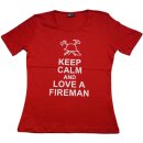 Damen T-Shirt "Keep Calm and love a fireman" Farbe kiwi Gr. S