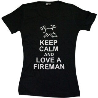 Damen T-Shirt "Keep Calm and love a fireman" XL Rot