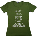 Damen T-Shirt "Keep Calm and love a fireman" 8 Farben M_Weiß