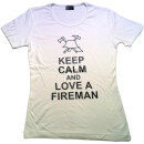 Damen T-Shirt "Keep Calm and love a fireman" 8 Farben M_Weiß