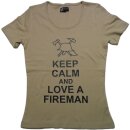 Damen T-Shirt "Keep Calm and love a fireman" Farbe anthrazit Gr. M