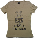 Damen T-Shirt "Keep Calm and love a fireman" Farbe anthrazit Gr. XL