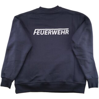 Dunkelblaues FEUERWEHR Sweatshirt, beidseitiger weißer Aufdruck