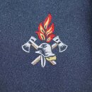 Dunkelblaue Feuerwehrkrawatte mit gewebtem Emblem und Gummiband