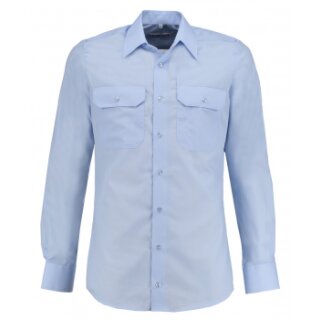 Bügelfreies Diensthemd, langarm, ohne Schultertunnel (regular fit) blau