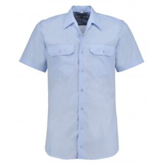 Bügelfreies Diensthemd, halbarm, ohne Schultertunnel (regular fit) blau