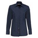 Bügelfreie Dienstbluse langarm, marineblau mit...