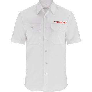 Diensthemd weiß, Kurzarm, rote Einstickung FEUERWEHR (NRW, MV) Gr. 35/36
