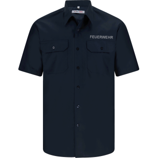 Diensthemd, marineblau, Kurzarm, roter Stick Feuerwehr