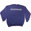 Sweatshirt, dunkelblau, Rückenaufdruck "FEUERWEHR", weiß XL