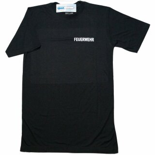 T-Shirt COOLMAX, schwarz, FEUERWEHR silber-reflex