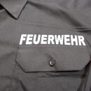 Schwarzes Diensthemd US-Style, mit Aufdruck "Feuerwehr", 1/1 Arm M