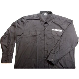 Schwarzes Diensthemd US-Style, mit Aufdruck "Feuerwehr", 1/1 Arm L