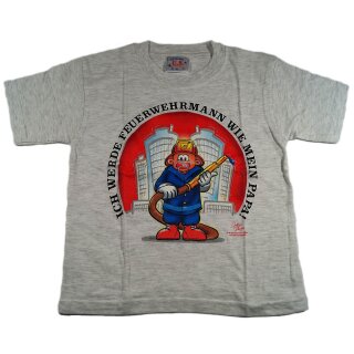 Kinder T-Shirt, graumeliert, "Ich werde Feuerwehrmann wie mein Papa", Größe 128